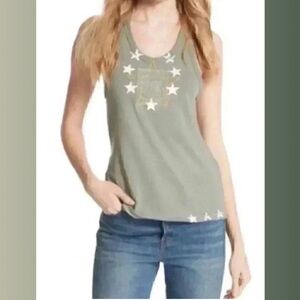 We The Free People Patriotic🇺🇸 Lieutenant Embroidered Star🌟 Green Tank Top S